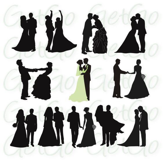 Wedding Silhouettes Printable Download Graphic Artwork Clip