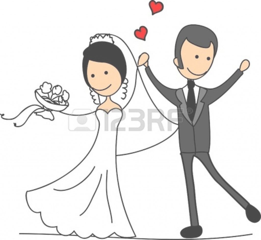 bride and groom clipart simple
