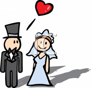 Simple Bride and Groom Cartoon