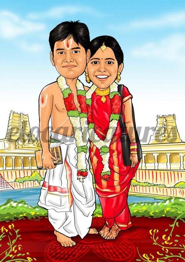 South Indian Wedding Caricature