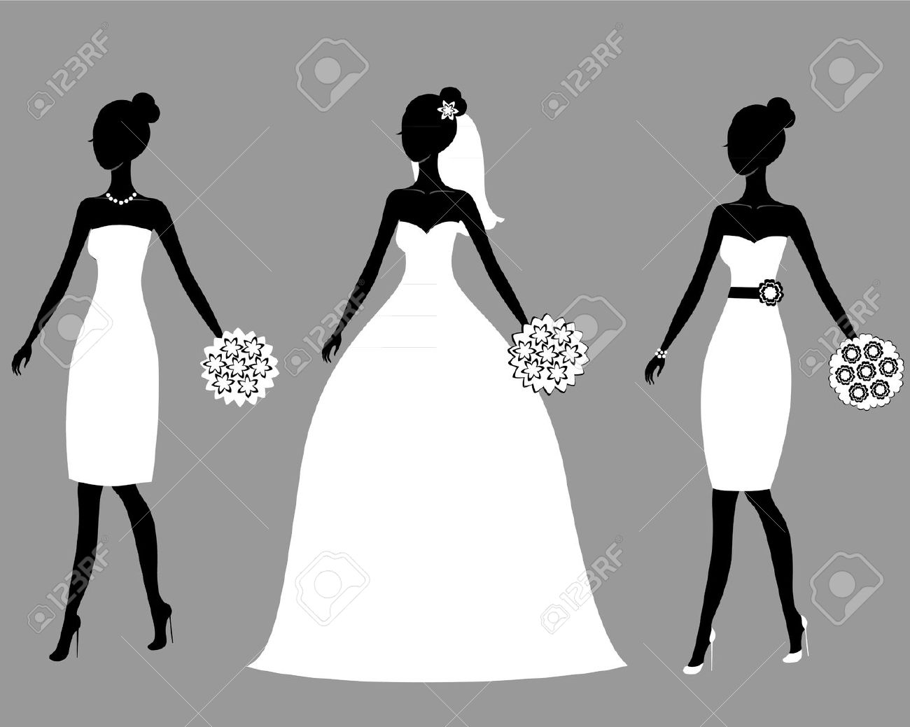 People Silhouette Clipart bridesmaid