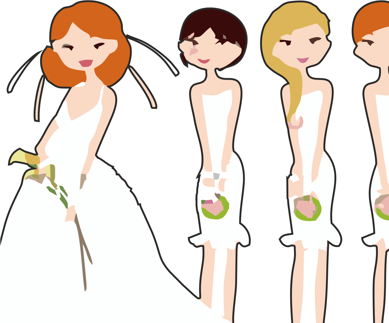 HD Vector Freeuse Stock Bride And Bridesmaid Clipart