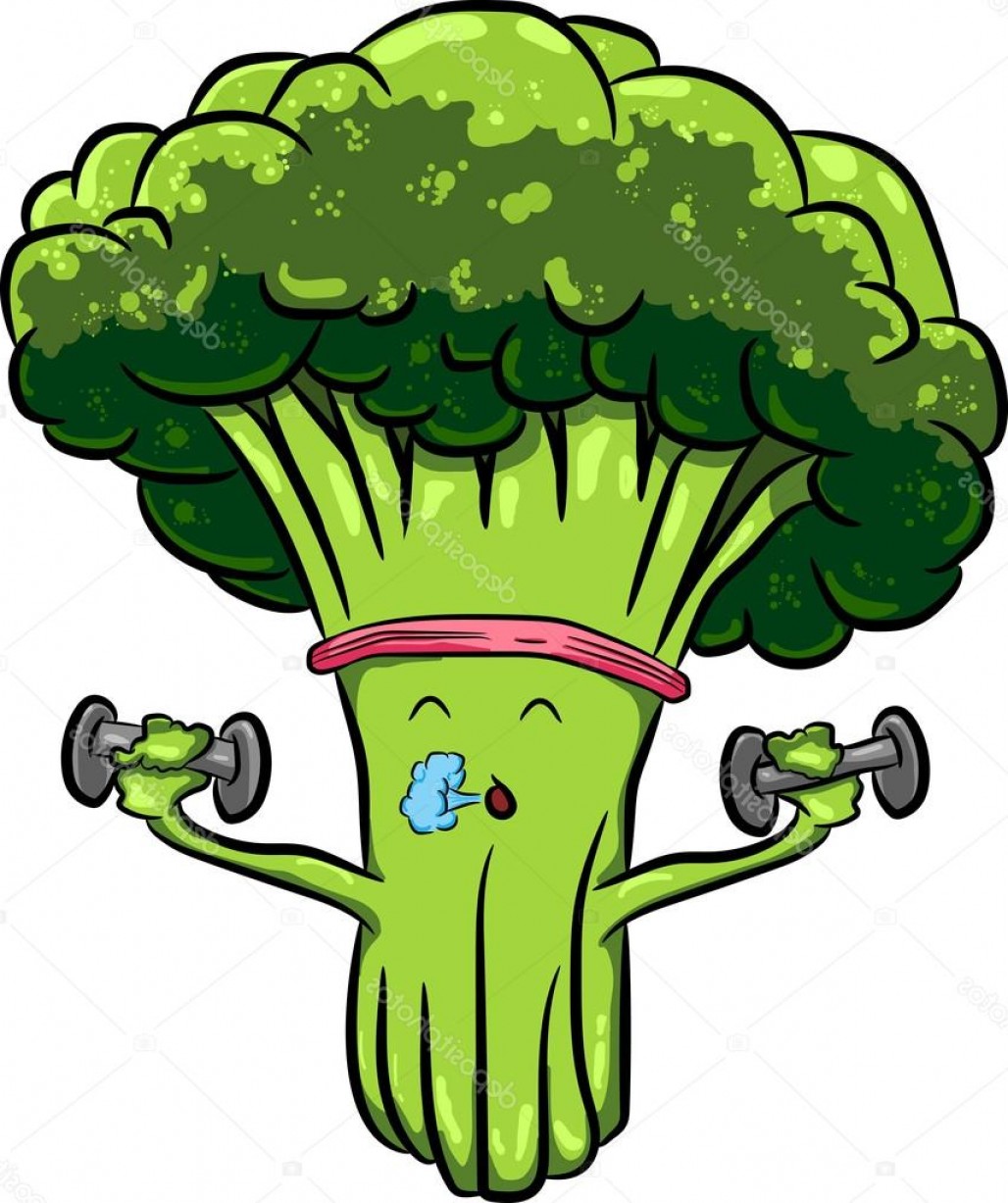 Stock Illustration Beautiful Bright Cartoon Broccoli Engaged