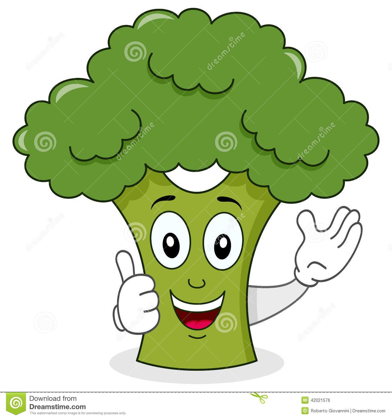 Smiling Broccoli Cute Cartoon Character Royalty Free Stock