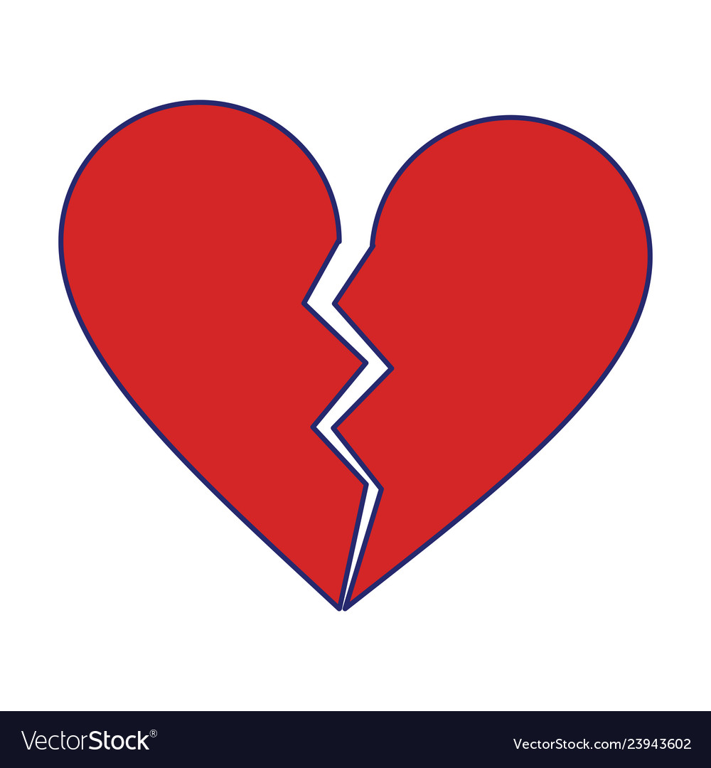 Love broken heart symbol blue lines