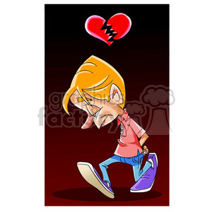 Cartoon of boy with broken heart clipart