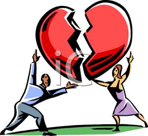 A Man and Woman Putting Together a Broken Heart Clipart Image