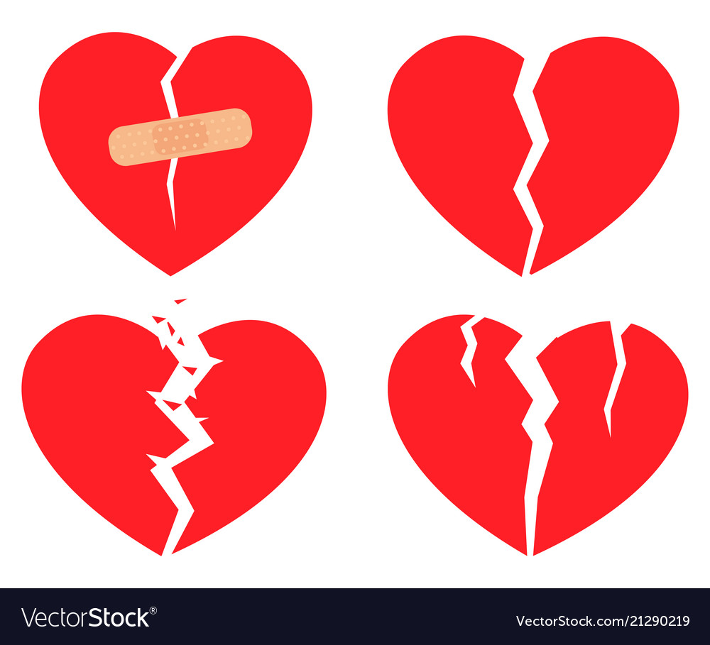 Set of icons broken heart