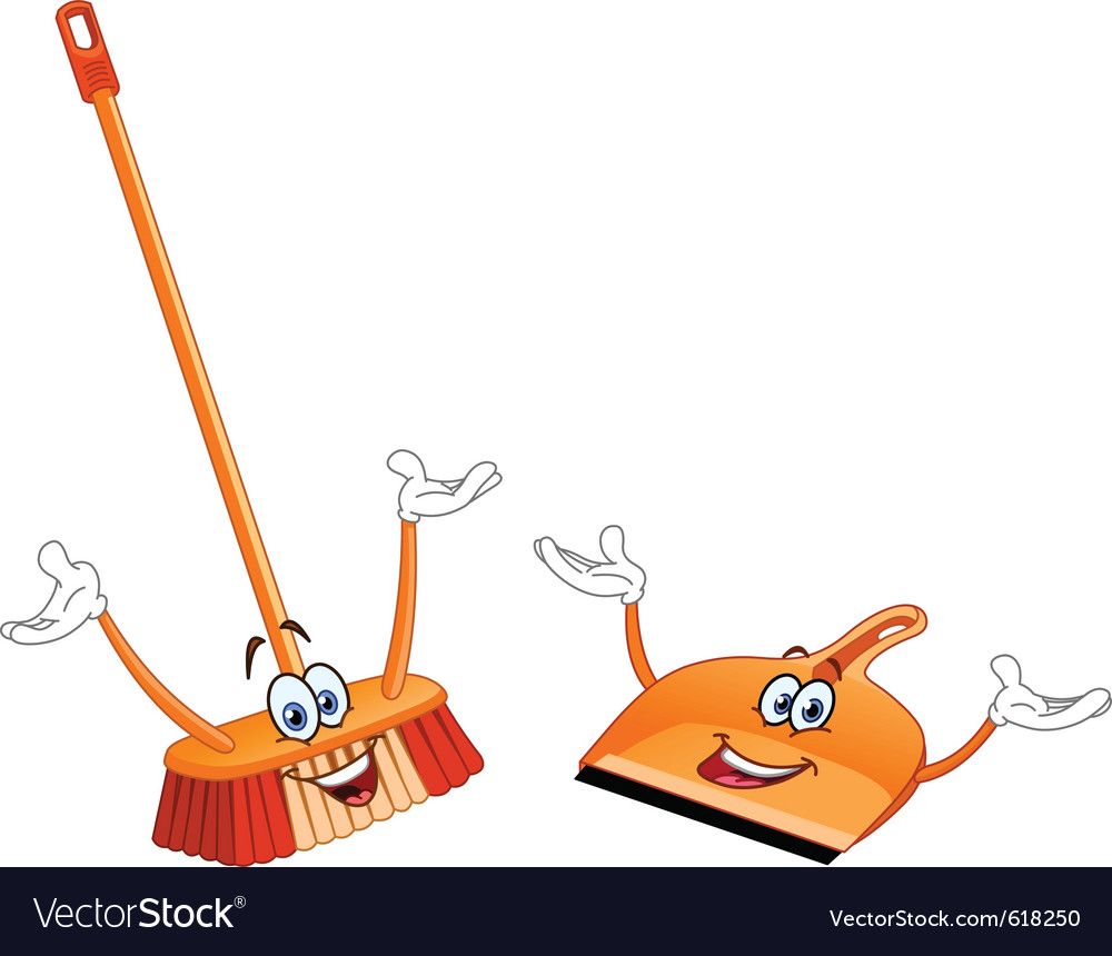 Broom and dustpan cartoon Royalty Free Vector Image