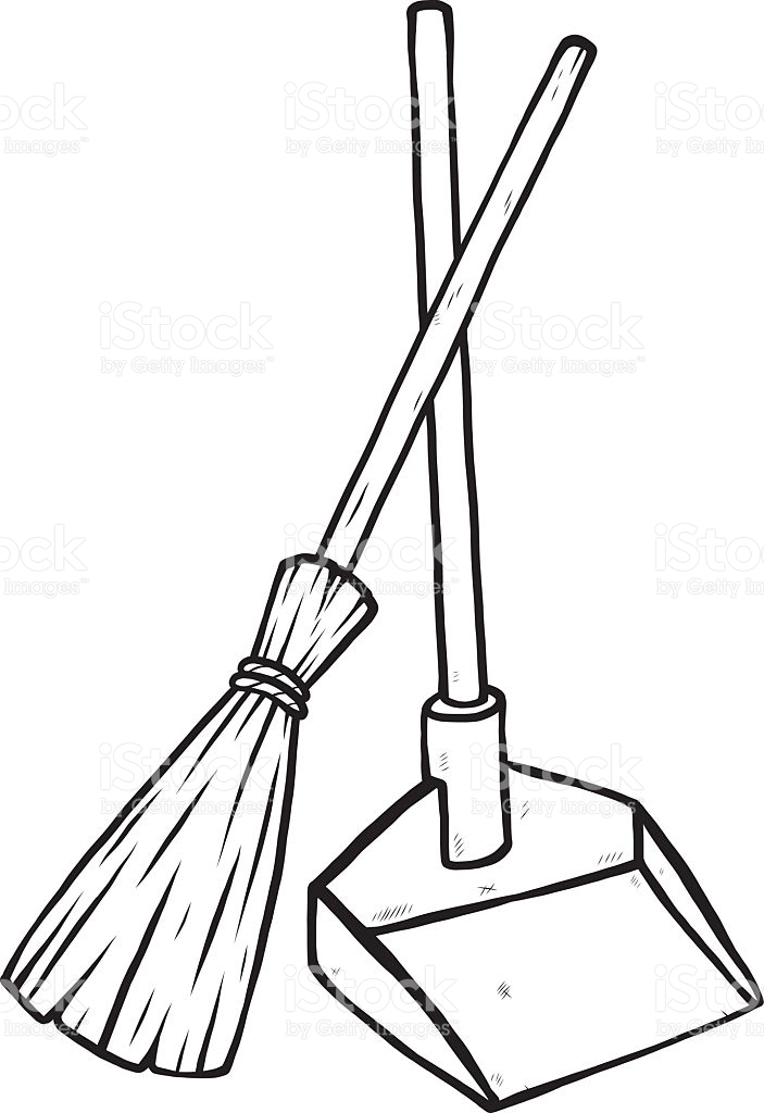 Broom clipart black and white, Broom black and white
