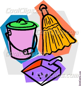 Broom with dustpan and pail Vector Clip art