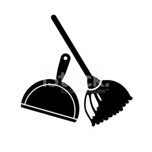 Broom and dustpan icon Clipart Image