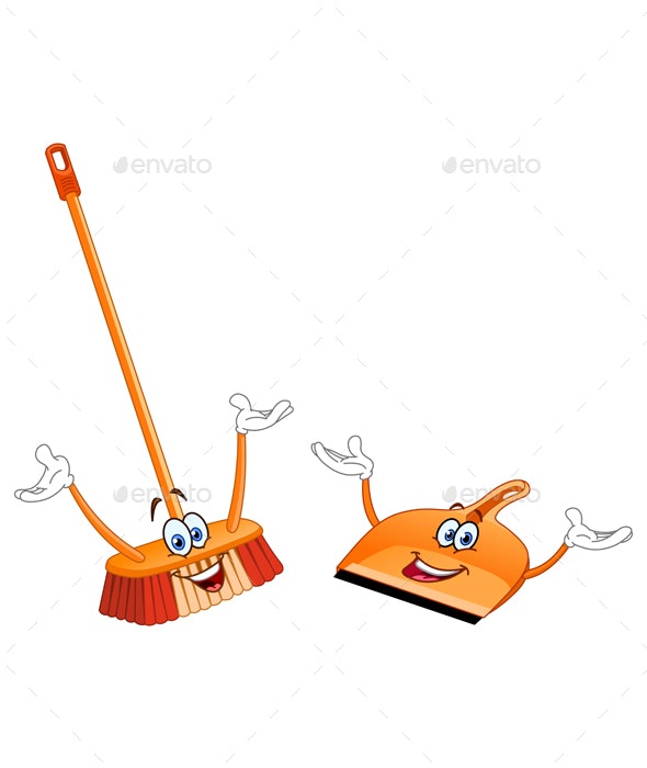 Broom and dustpan.