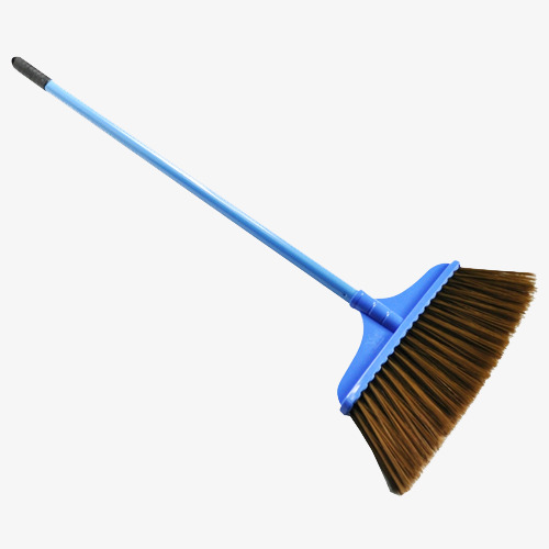 Blue plastic broom.