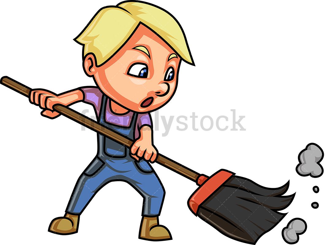 Kid Sweeping The Floor