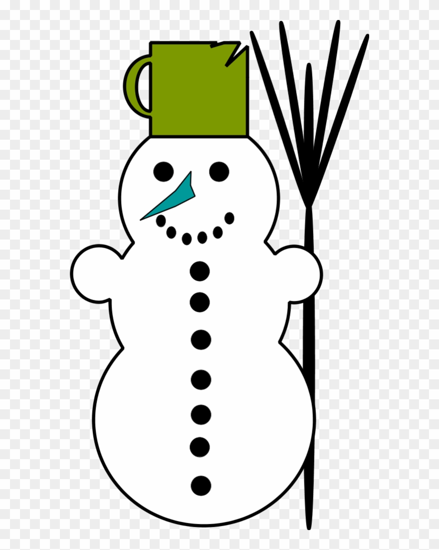 Snowman holding broom.