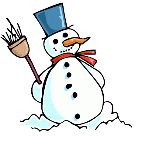 Snowman holding a broom,