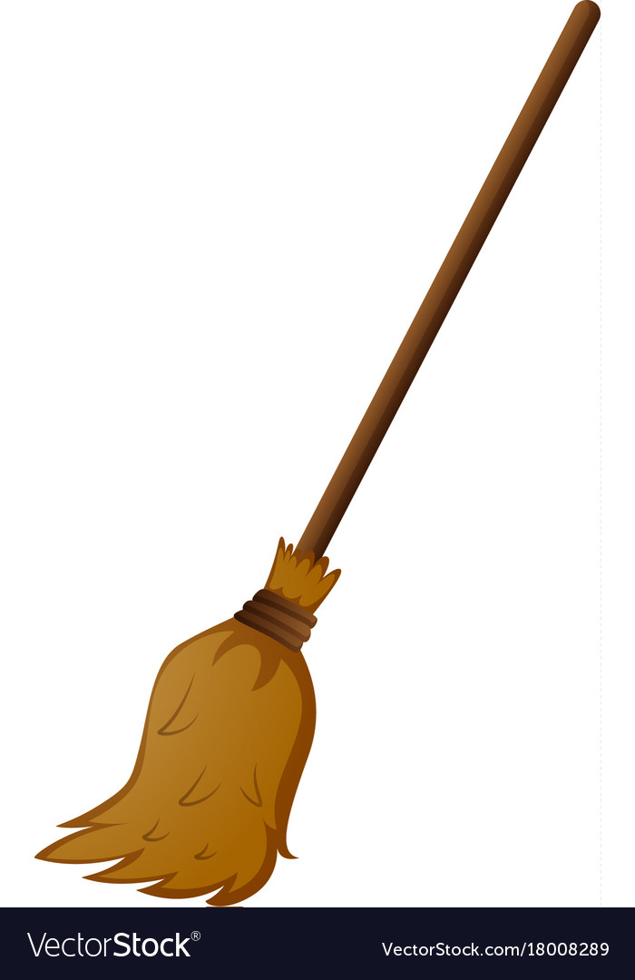 Broom with wooden stick