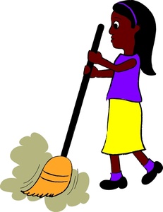 Sweeping Clipart Image Girl Or Woman The Floor With A Broom