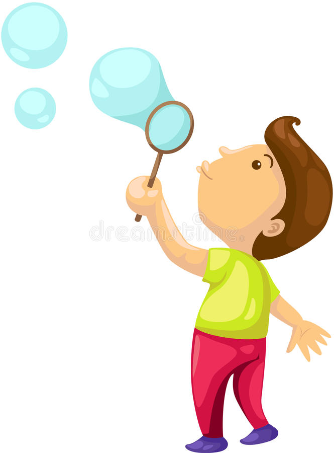 Kids blowing bubbles clipart