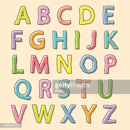 Farbige Buchstaben mit aufgebl