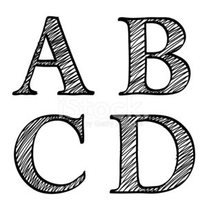 Doodle Freihand Skizze Buchstaben Abcd premium clipart