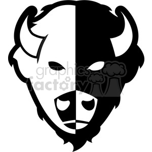 Bison buffalo logo icon design black white split clipart