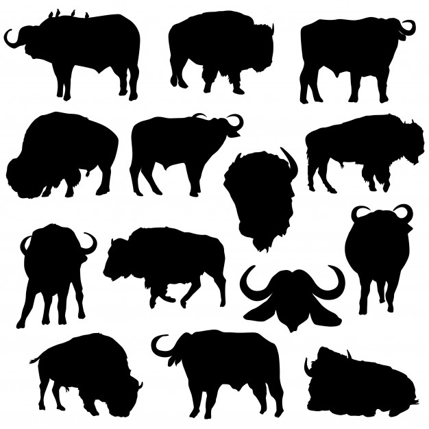 Bison buffalo animals silhouette clip art Vector