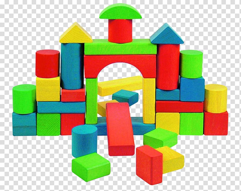 Green, red, and yellow building blocks castle toy, Toy block