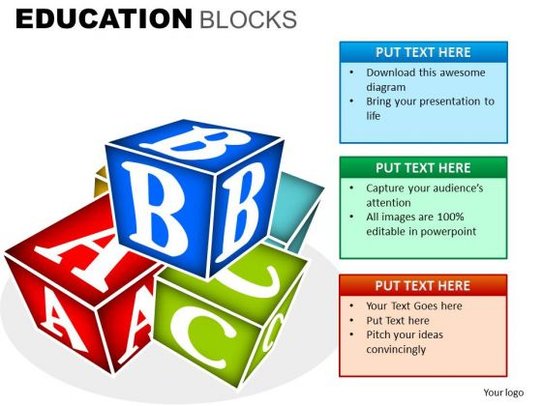 Building Blocks With Alphabets PowerPoint Clipart Slides