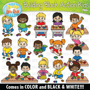 Building Blocks Action Kids Clipart