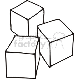 Black and white outline of building blocks clipart
