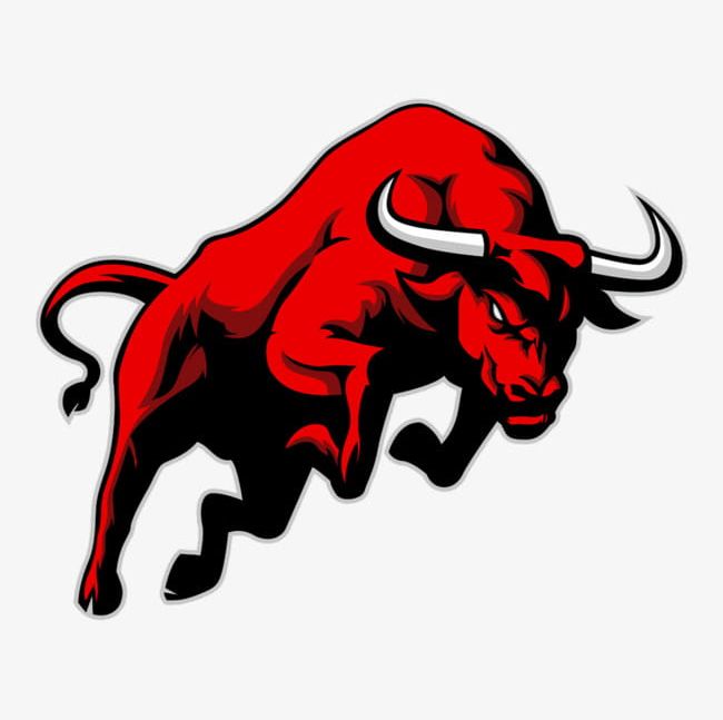 Cartoon red bull.