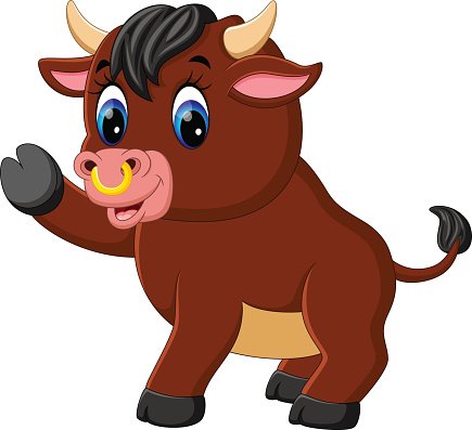 Cute baby bull cartoon Clipart Image