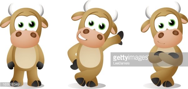 Bull Baby Poses Clipart Image