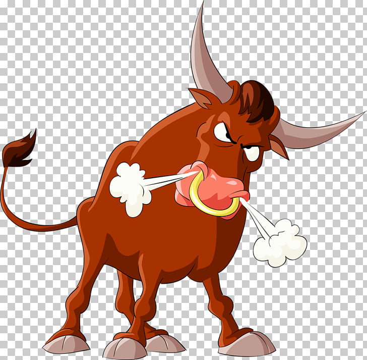 Bull Cattle Illustration, Angry cow, animated bull