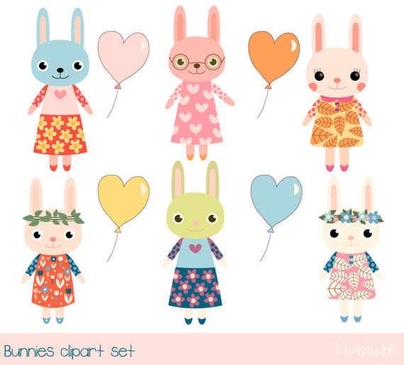 Baby girl bunny clip art, Cute bunny clipart, Rabbit baby