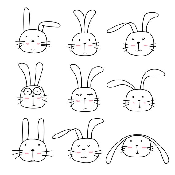 Cute Bunny Clipart, Cute Animal Clipart, Rabbit Clipart