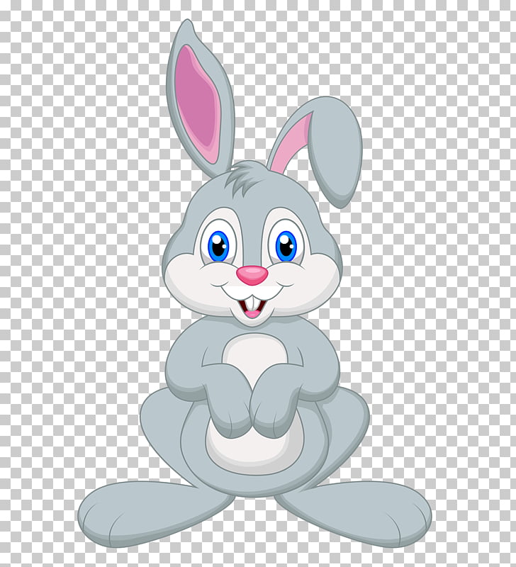 Easter Bunny Rabbit Cartoon Illustration, Grey small rabbit