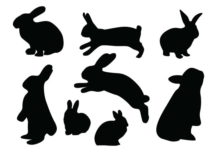 Rabbit silhouette vectors.
