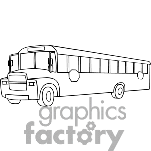 Black and white outline of a school bus clipart