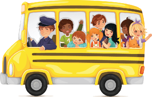 Yellow School Bus Full Of Cute And Happy
