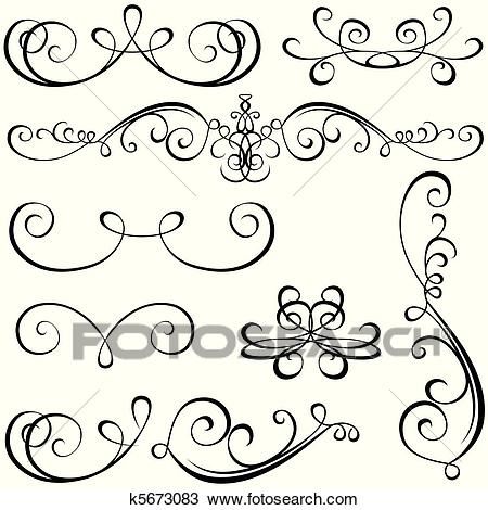 Calligraphic elements Clipart