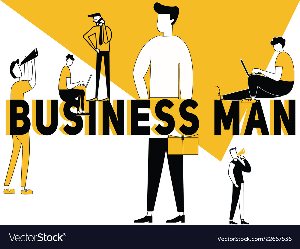 Creative word concept business man and people