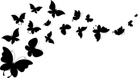 Silhoutte butterflies abstract.
