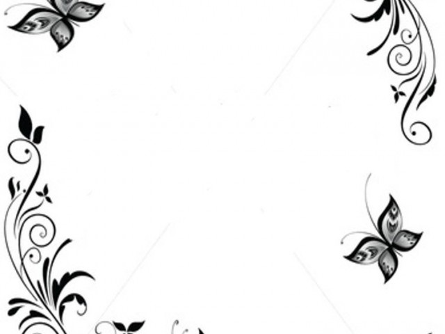 Free Border Design Black And White Butterfly, Download Free