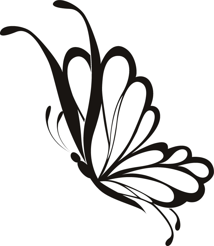 butterfly black and white clipart side view