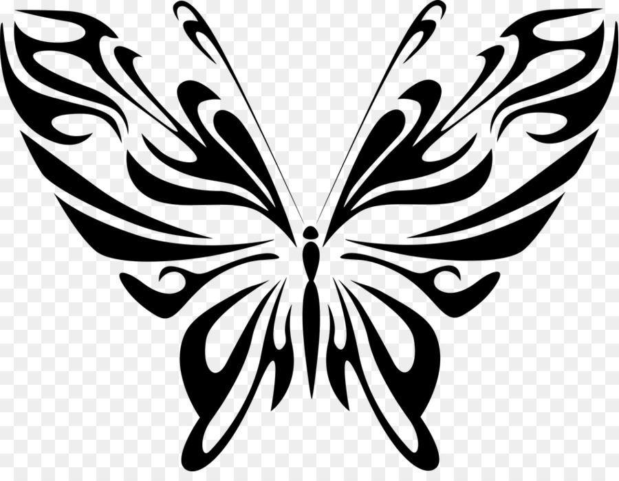butterfly black and white clipart stencil