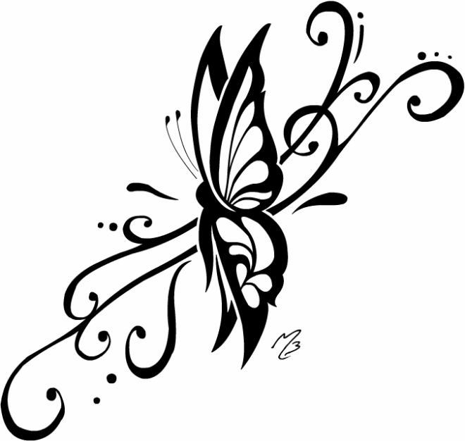 butterfly black and white clipart tribal