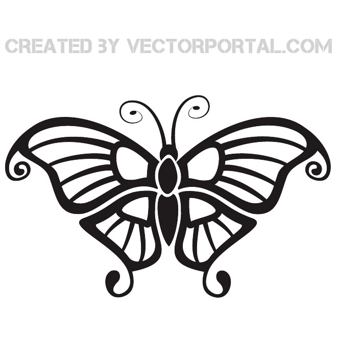 Black butterfly vector.
